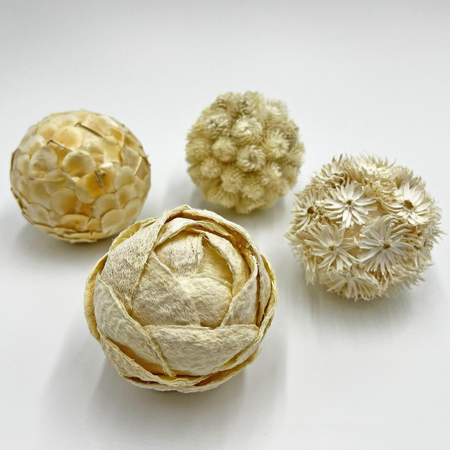 Preserved Decorative Conifer And Pinecone Topiary Balls – White – Set Of 4