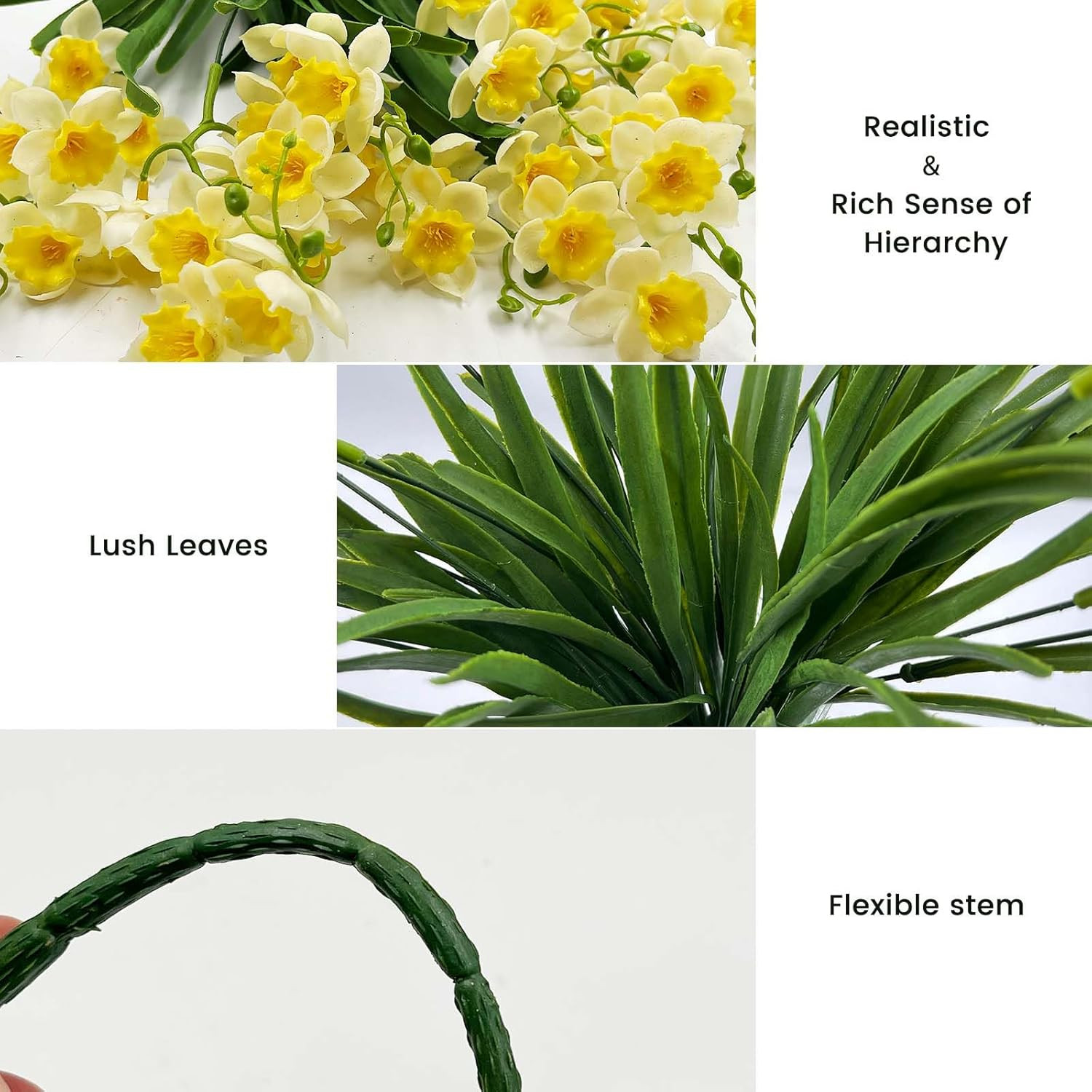 2 Bunches 42 Heads Artificial Daffodils, 58Cm/22 Long Stem Artificial Spring Flo