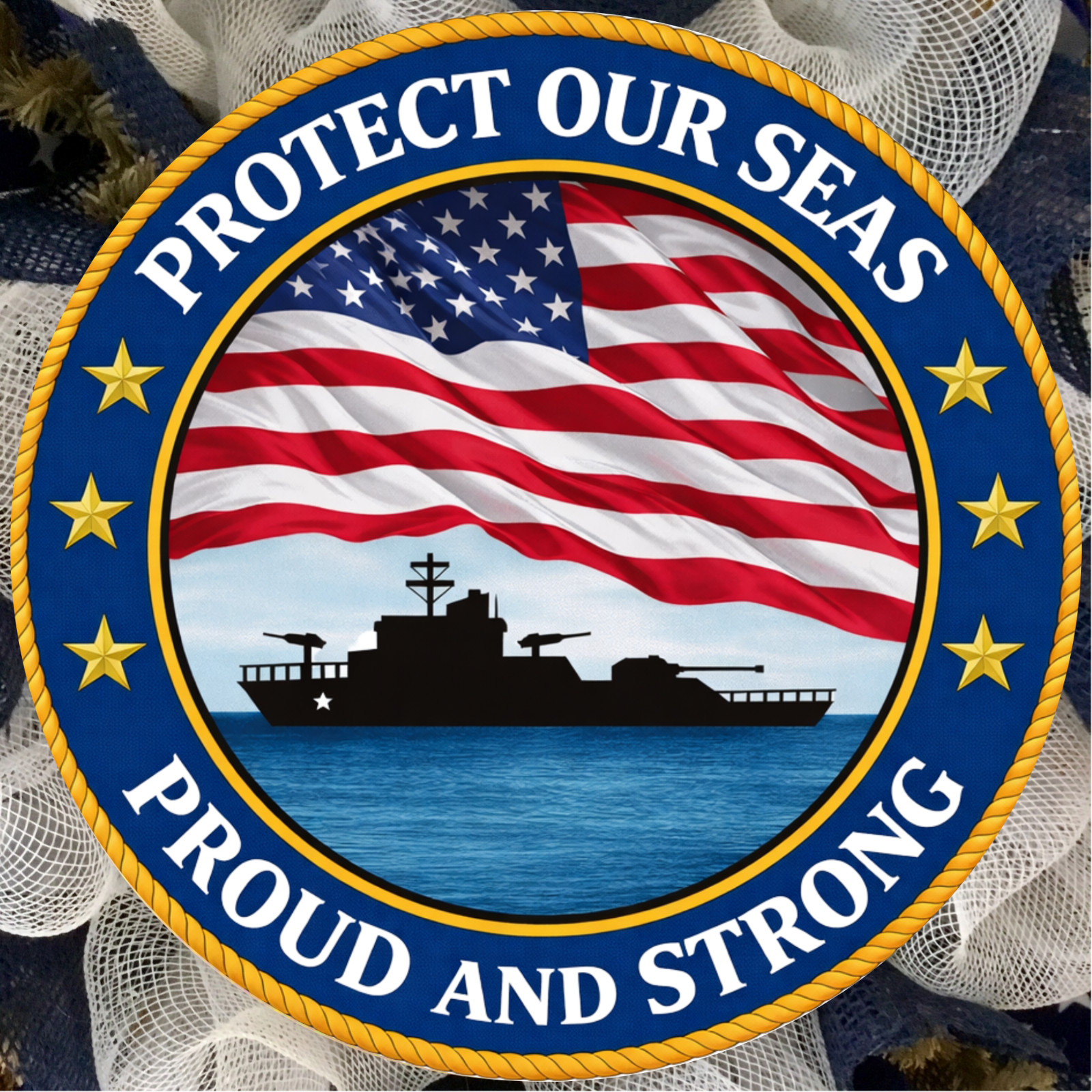 Navy Defend Our Seas Military Appreciation Wreath