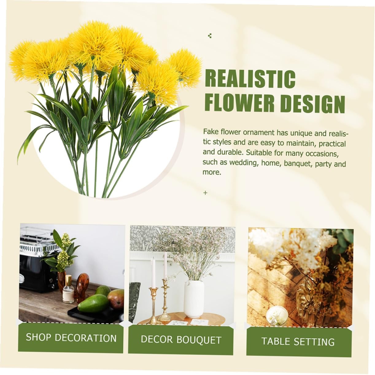 12 Pcs Faux Dandelion Flowers Realistic Artificial Dandelion Branches for Hom…