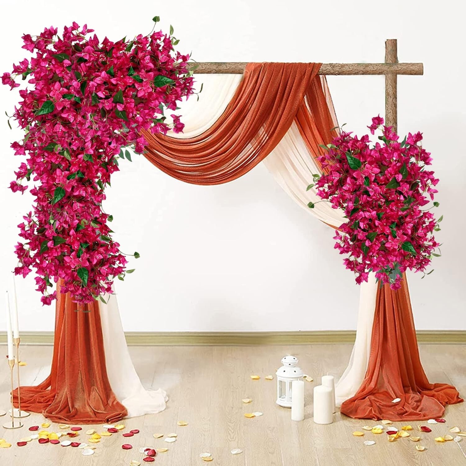 Pack of 20 – Artificial Bougainvillea Flowers Silk Floral Stems Hanging Bouga…