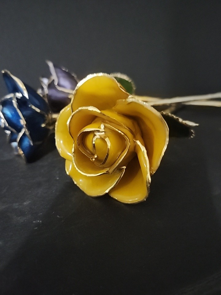 Vintage Real Yellow Rose 24K Gold Dipped Rose Preserved Flower