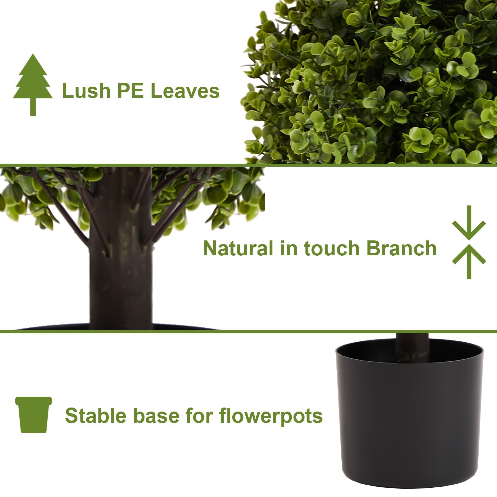 22in Boxwood Ball Shaped Artificial Topiary Shrubs Tree in Pot for Home and Gard