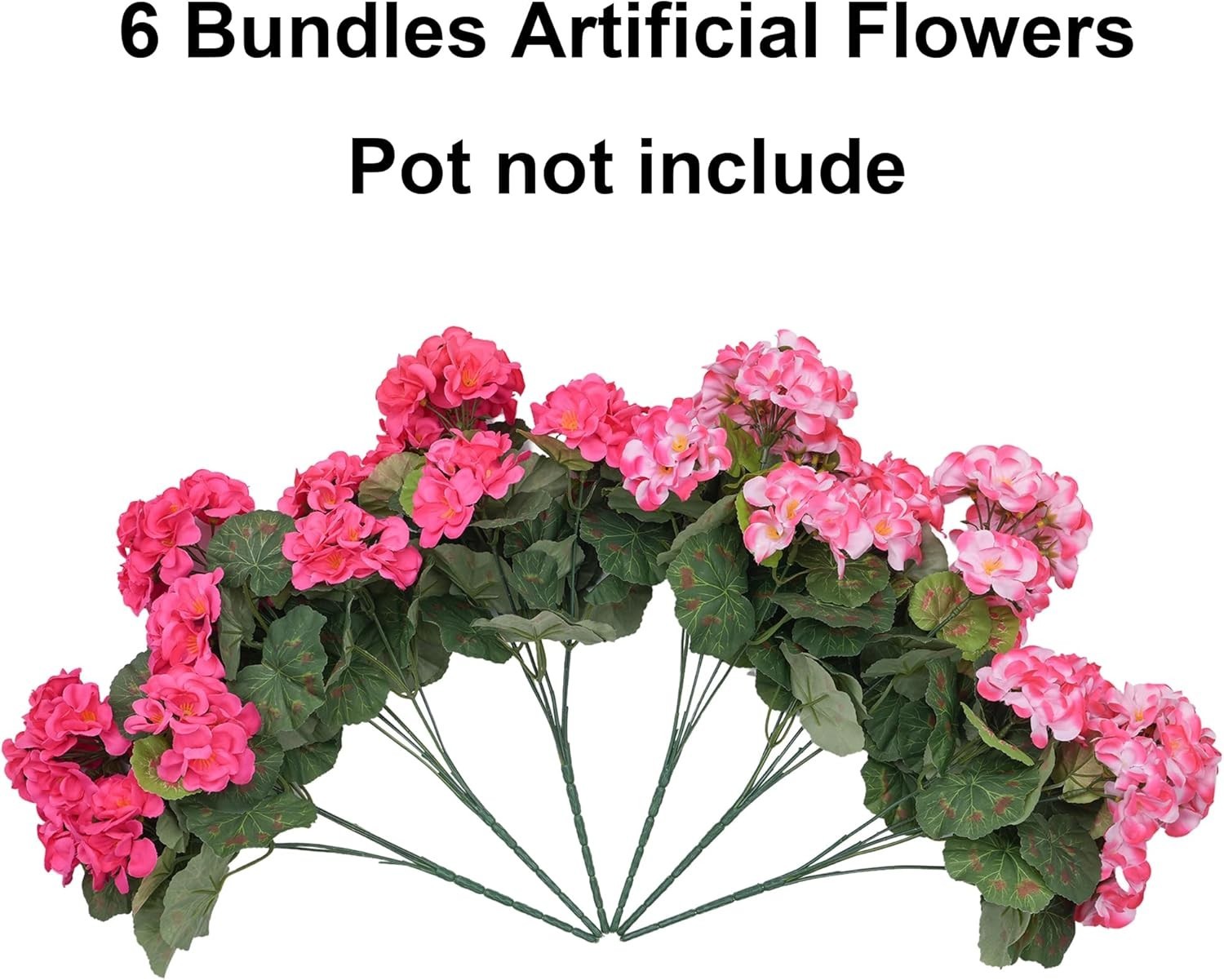 Fake Geraniums Artificial Flowers for Outdoors, 6 Bundles Silk Geraniums Flow…