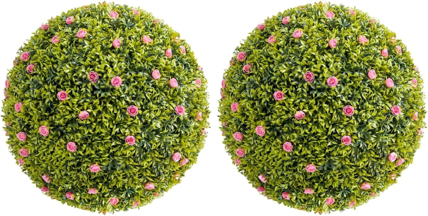 Faux Flower Topiary Balls GarveeHome 22in Decorative Pair