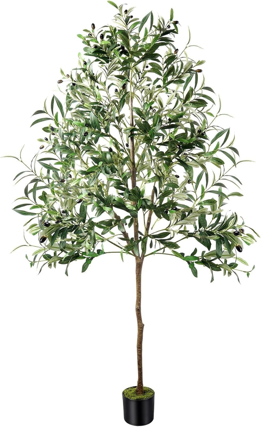 Olive Trees Artificial Indoor, 6FT Faux Olive Tree with Black Planter, Tall Fake