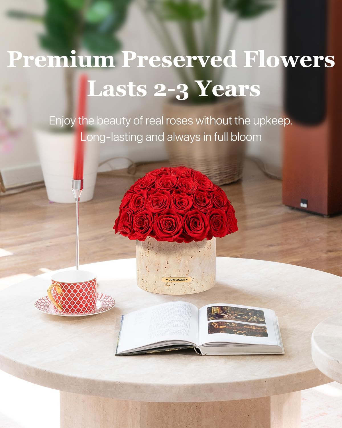 Preserved Flowers Vase, Yellow Cave Stone Flower Vases for Centerpieces, Eter…