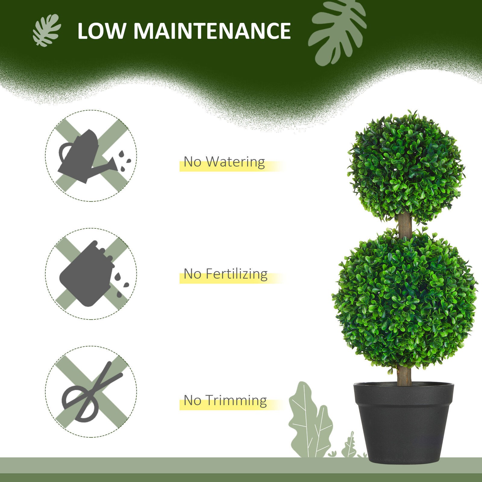 2 Pack Artificial Boxwood Topiary Ball Trees for Indoor Outdoor