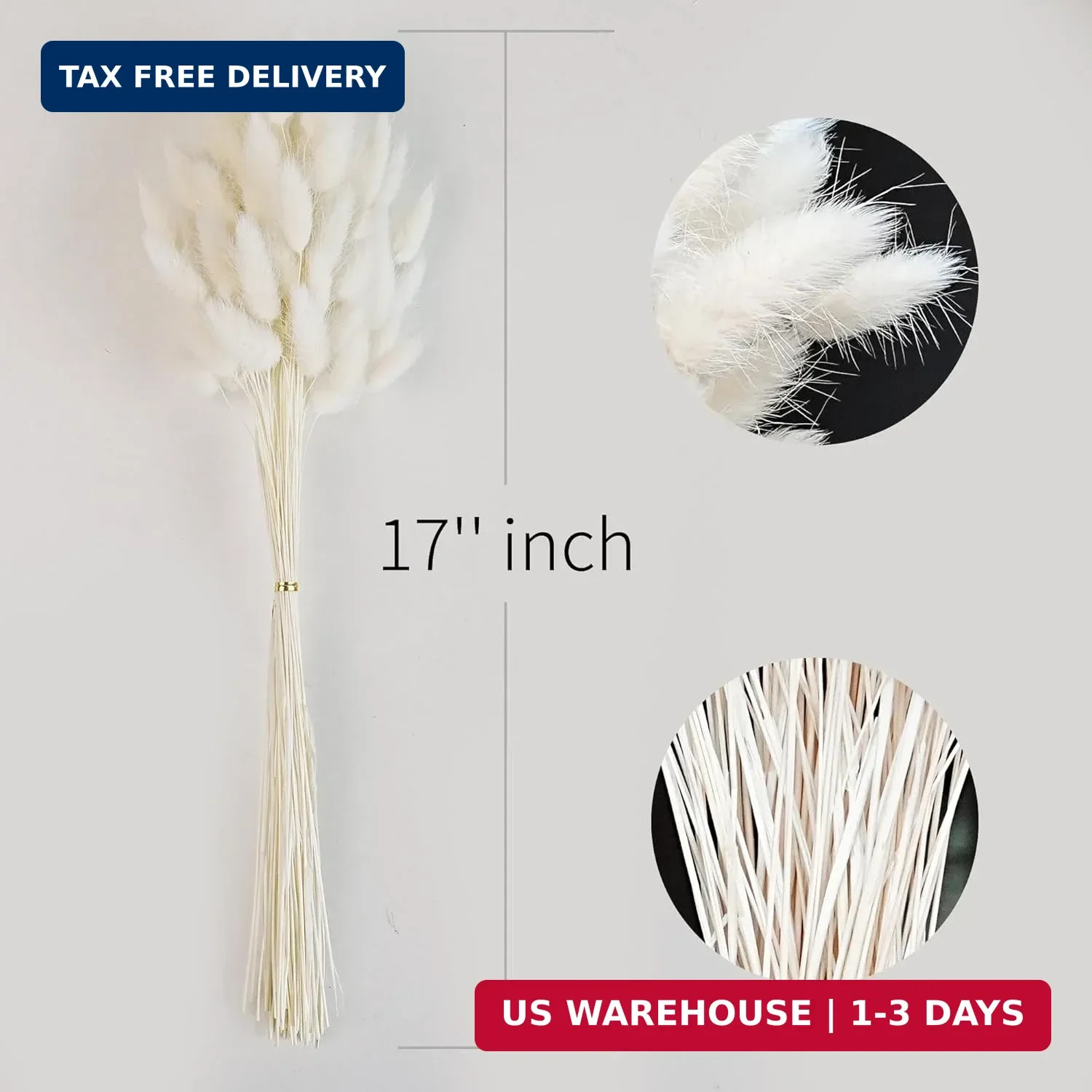 120 PCS White Dried Pampas Grass Decor, 17-inch Pompas Floral, Dry Flowers for D