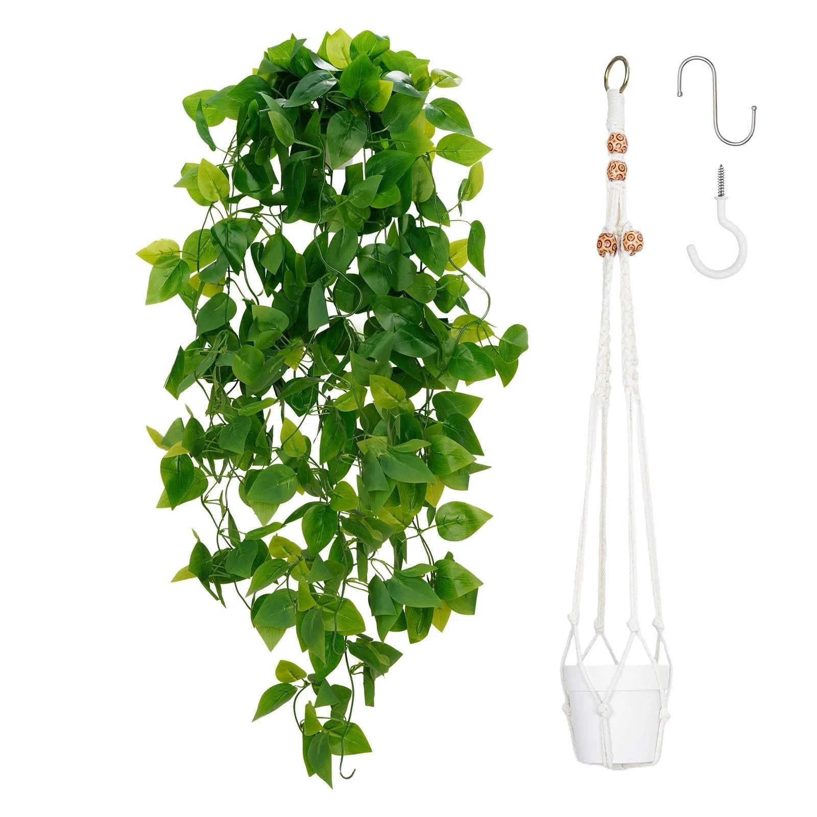 1pcs Fake Hanging Plants Kit with Pot and Plant Hanger, Artificial…