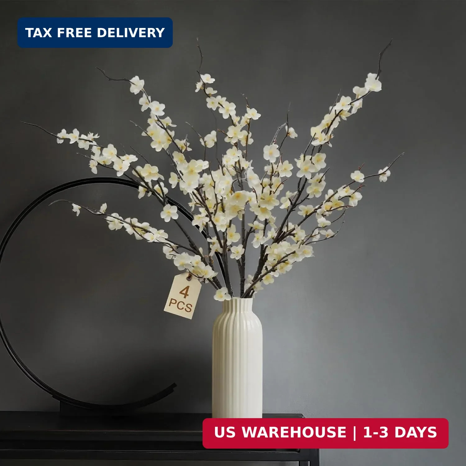 4Pcs Cherry Blossom Branches 39 Inch Artificial Cherry Blossom Decor for Spring