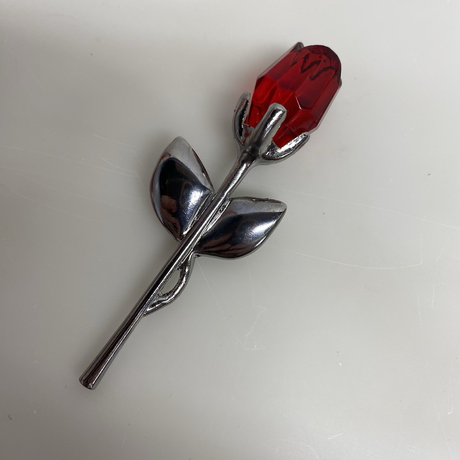 Miniature Rose Flower Red & Silver Gift Girlfriend Wife Mom Valentines Day