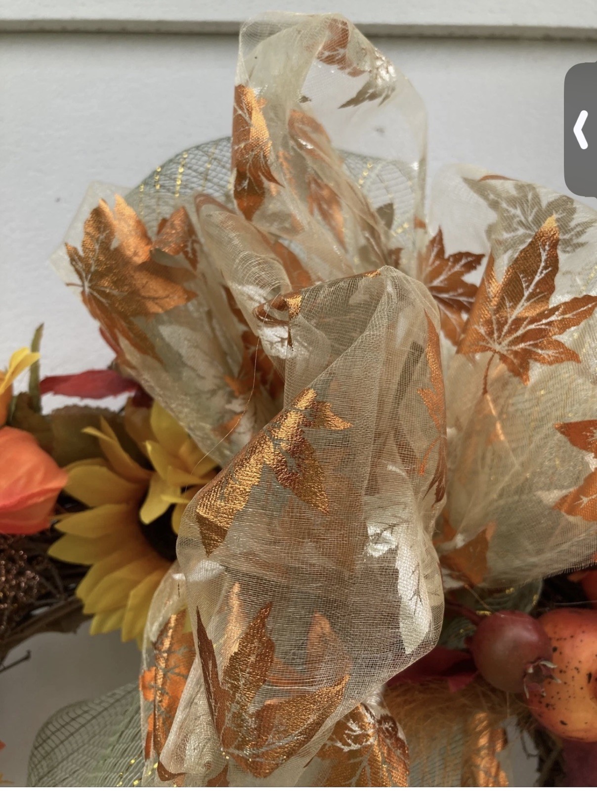 Sunflower Grapevine Country Rustic Wreath w Chinese Lanterns Pomegranate, ferns