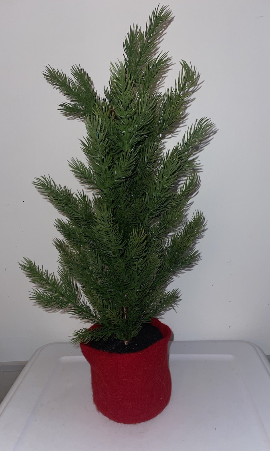 24 in Faux Pine Tree in Red Felt Pot Winter Christmas Holiday