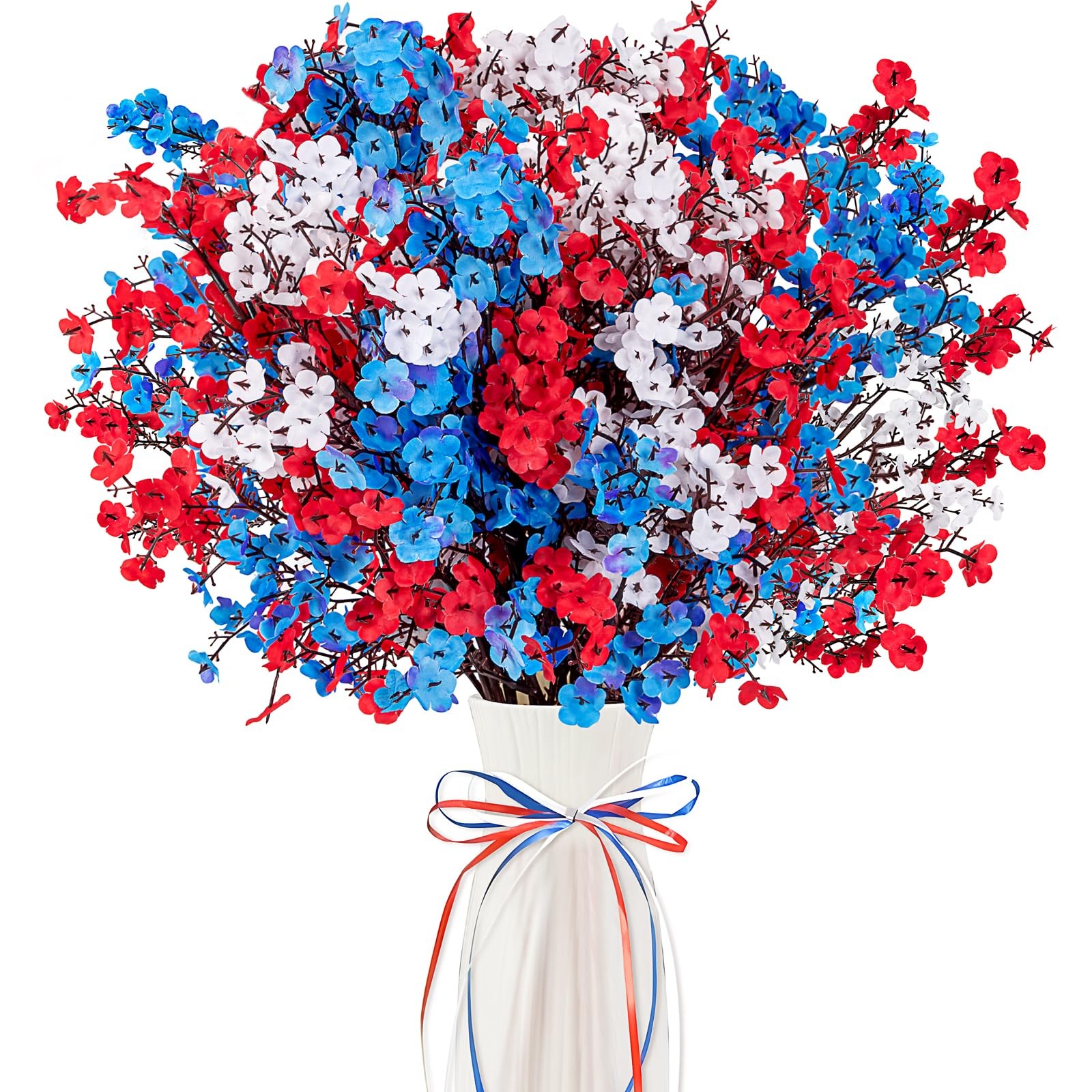27PCS 4th/Fourth of July Decorations Artificial Flowers Red White Blue Patrio…