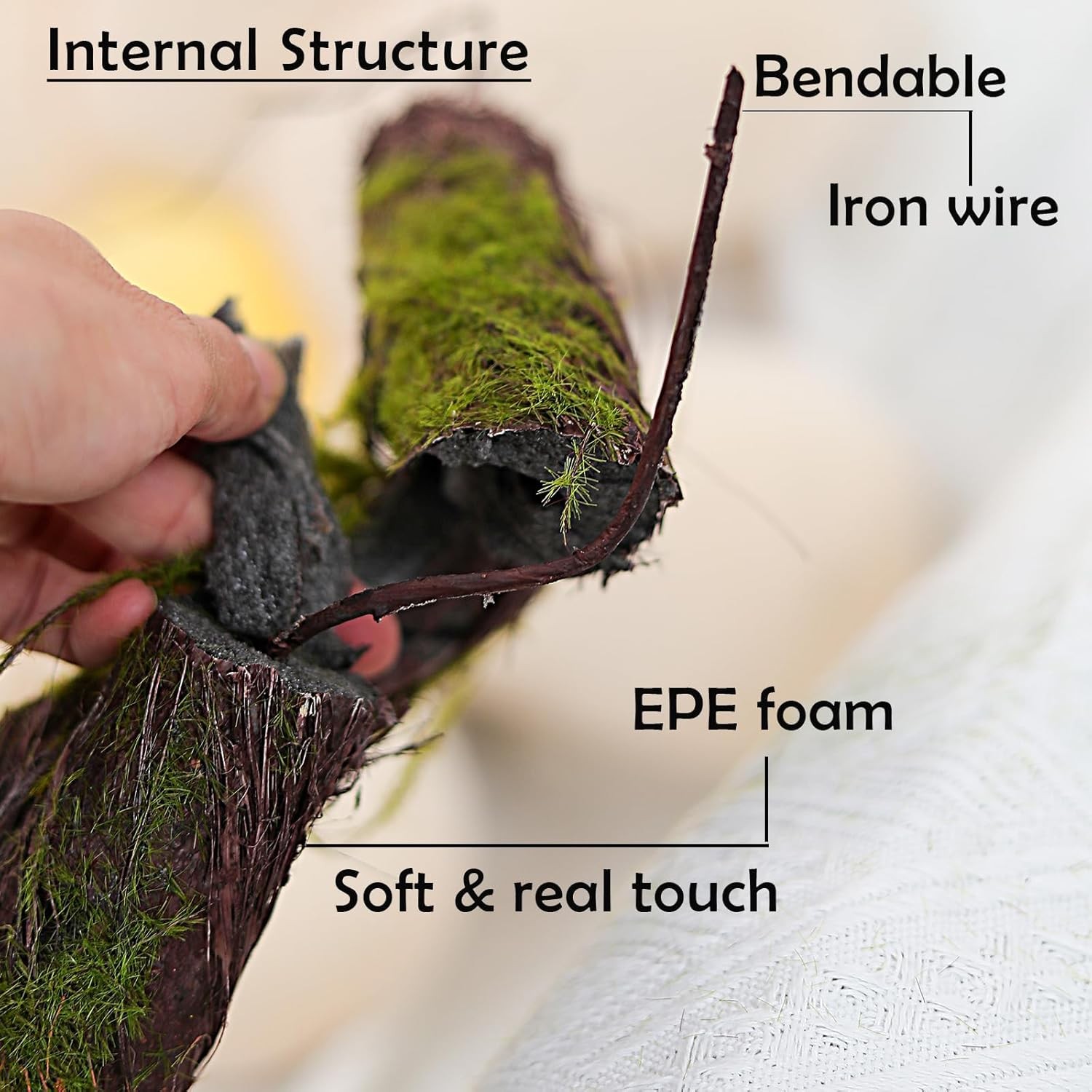 190cm/74.8inch Flax Silk Big Bendable Artificial Tree Trunk Fake Tree Twigs
