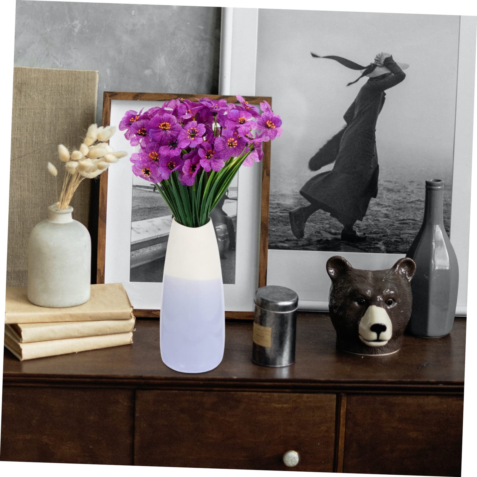 Simulated Violet Flowers 4 Pcs Faux African Violets with Silk Stems 11.41X5.9…