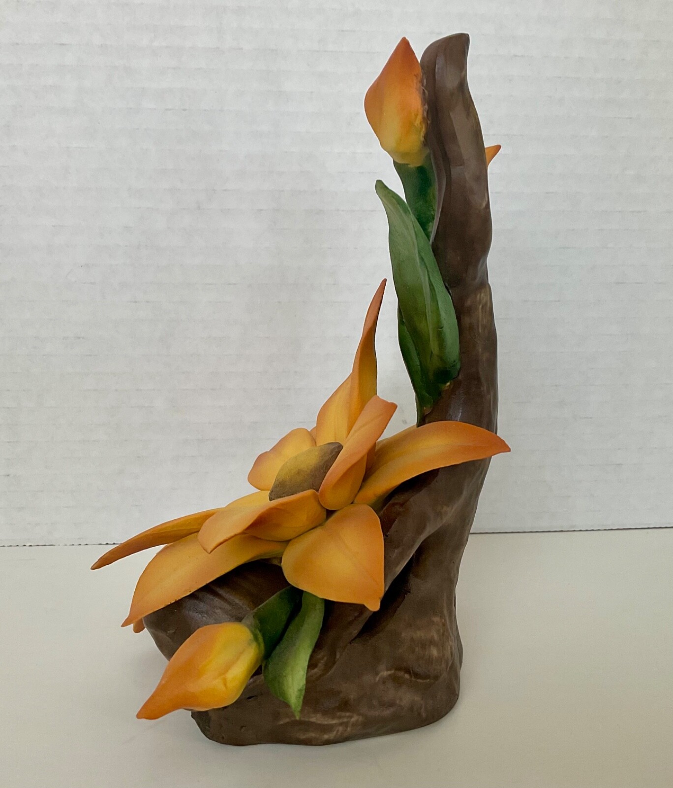 Capodimonte Orange Black Eyed Susan Floral Sculpture Made In Italy 6 3/4” VTG