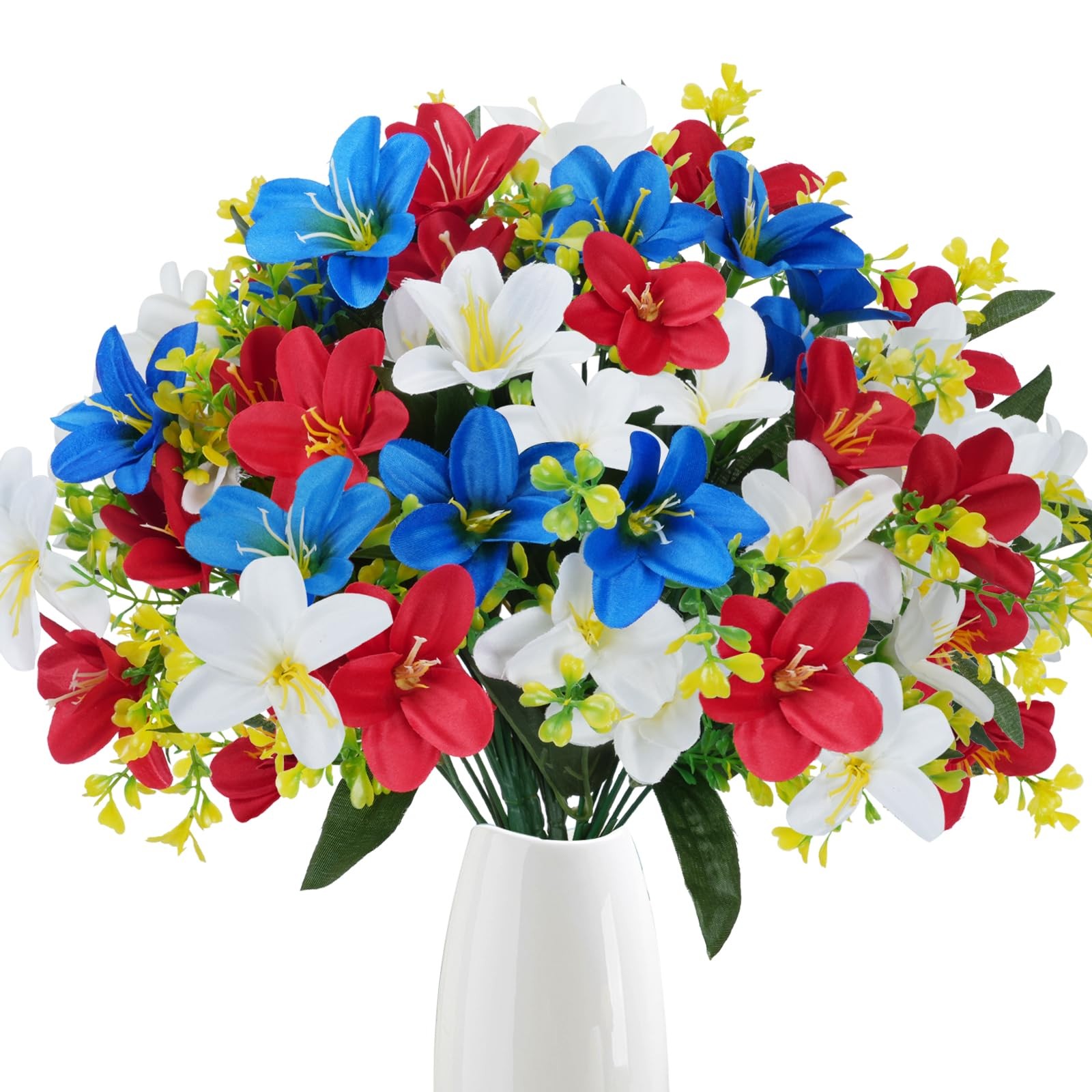 6 Bundles Patriotic Artificial Flowers Red White and Blue Flowers Artificial …