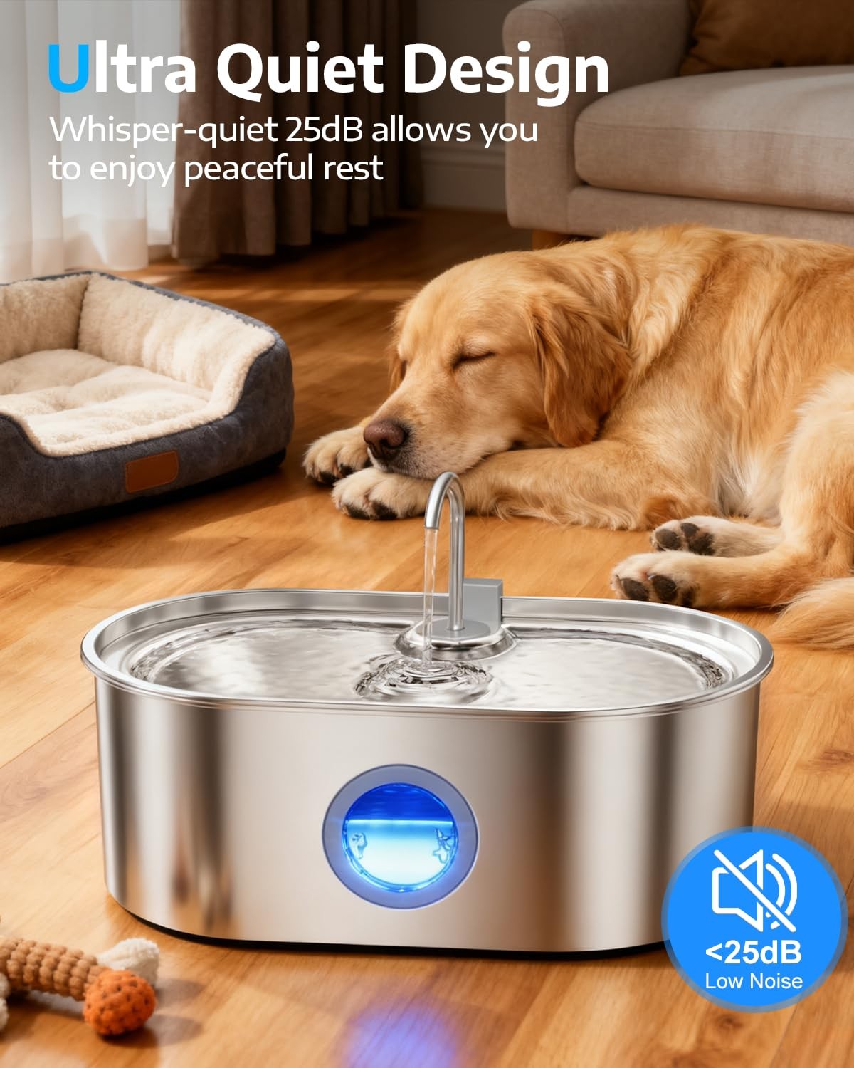 4.2Gal Dog Water Fountain for Large Dogs, Fountain, Silver