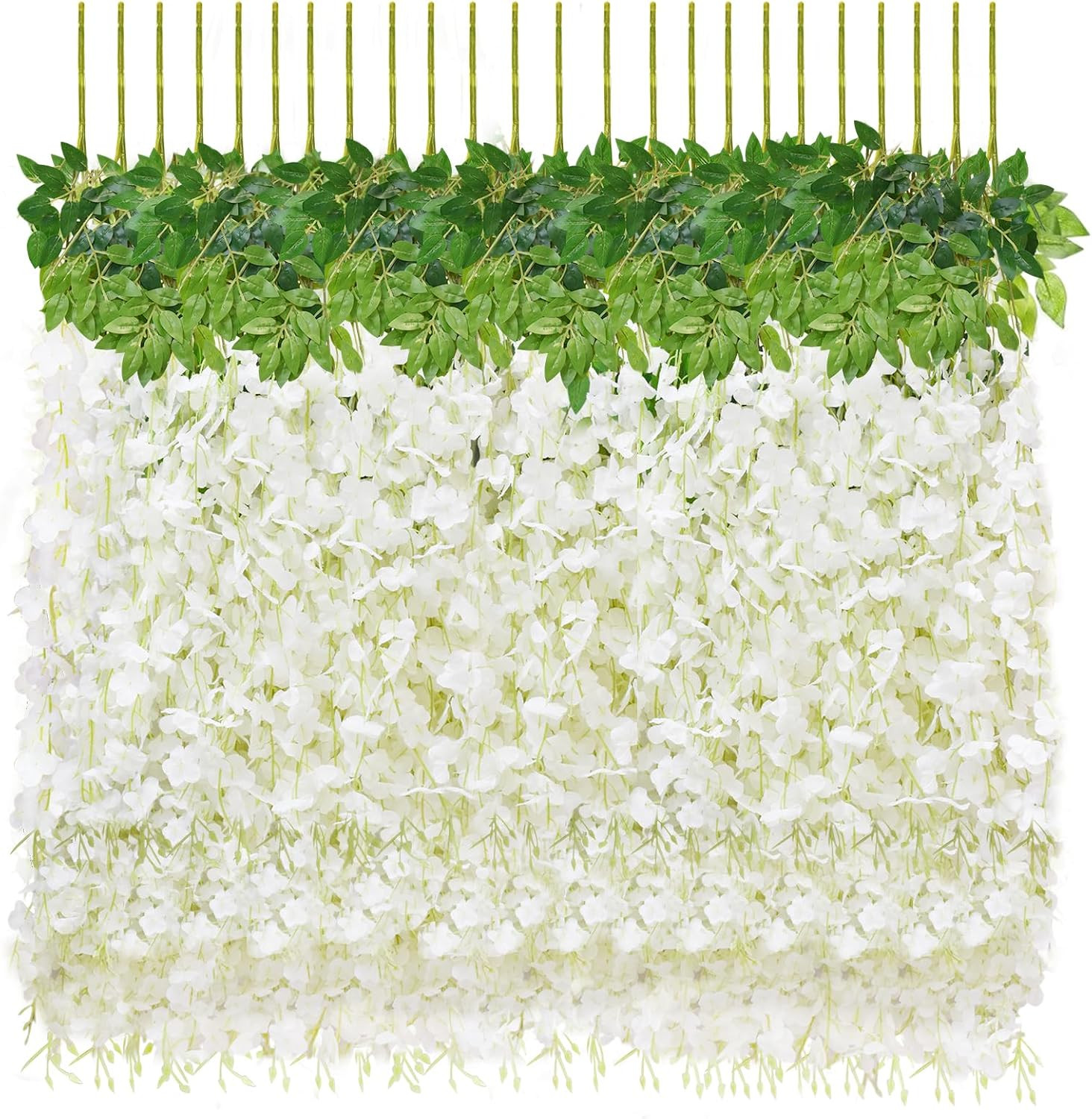 12 PCS Wisteria Hanging Flowers, 3.6Ft Fake Wisteria Vines Artificial Wisteria G