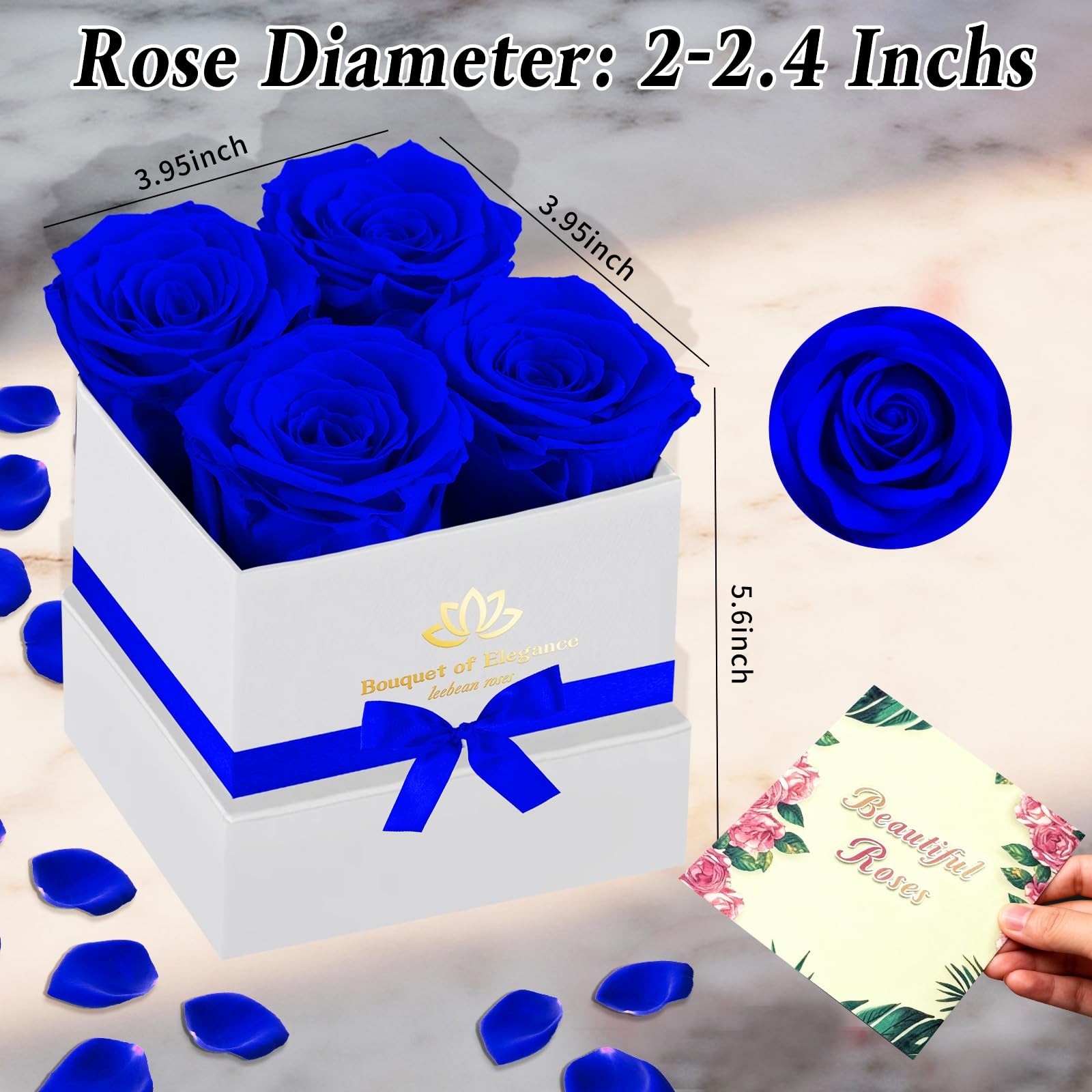 Blue Forever Flowers Roses In Box Real Preserved Mothers Day Delivery Gift