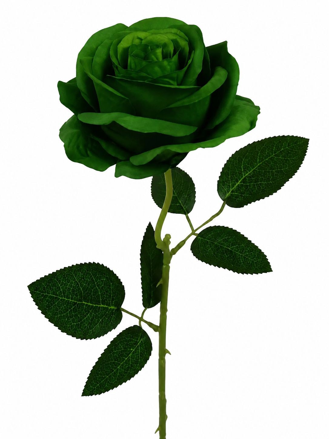 Set of 6 Green Artificial Rose Stems Emerald Green Fake Roses Gothic Wedding Flo