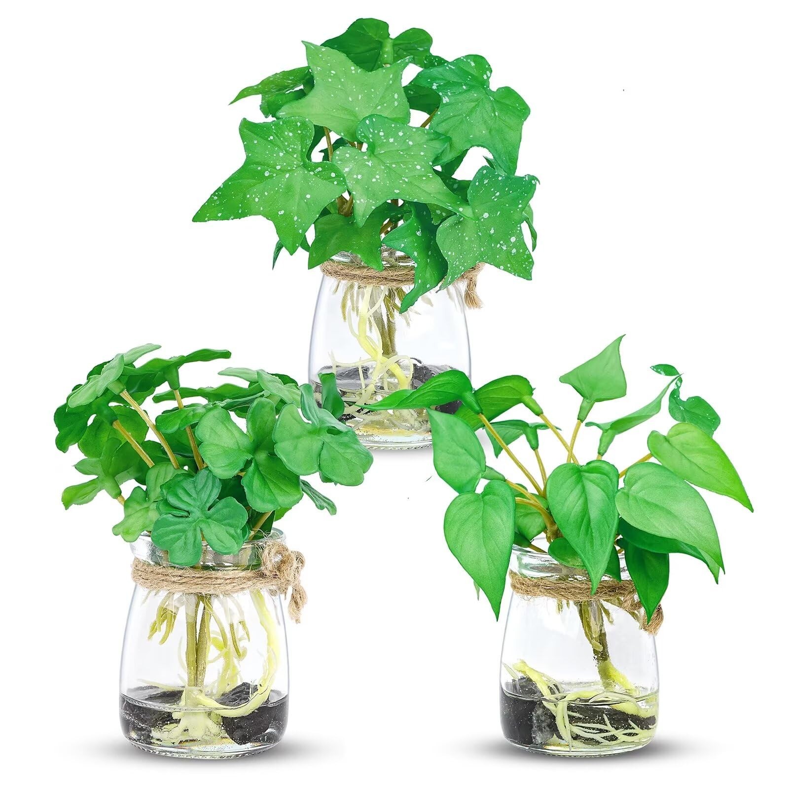 3 Pack Small Potted Plants with Faux Water, Real Touch Leaves Fake Plants in …