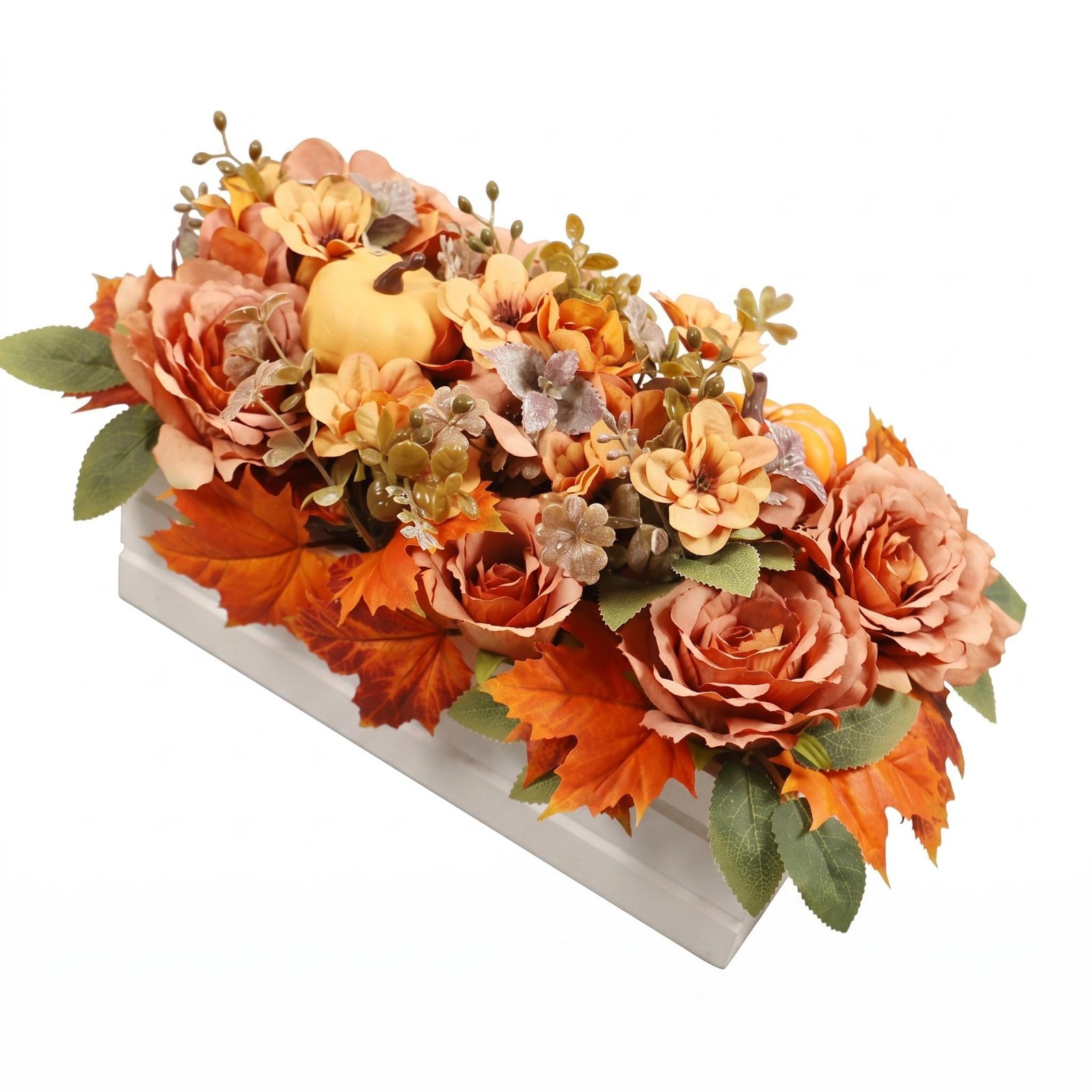 Fall Desktop Centerpiece Pre-Assembled Autumn Flower Arrangement Rustic Look
