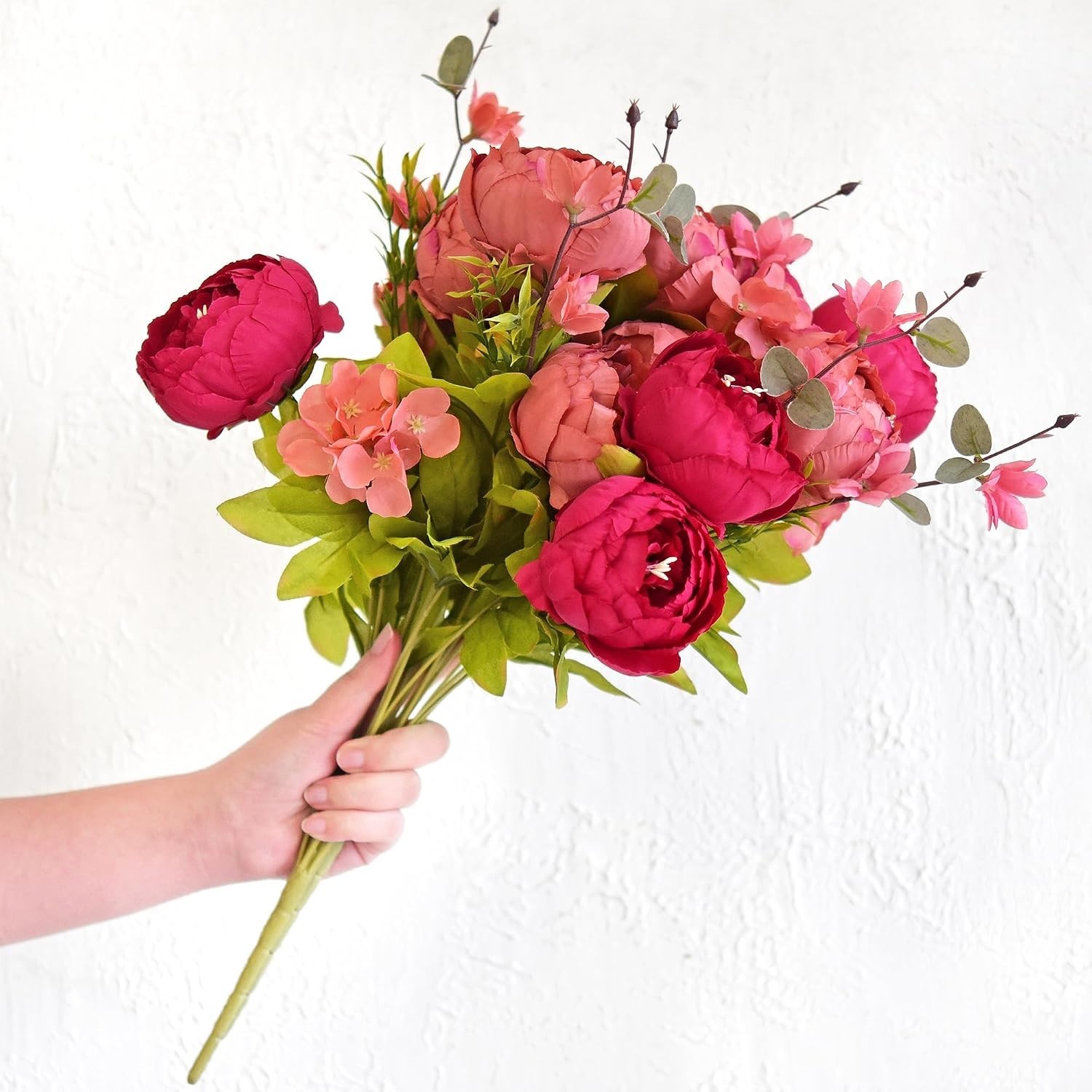 Vibrant Silk Peony Hydrangea Bouquets