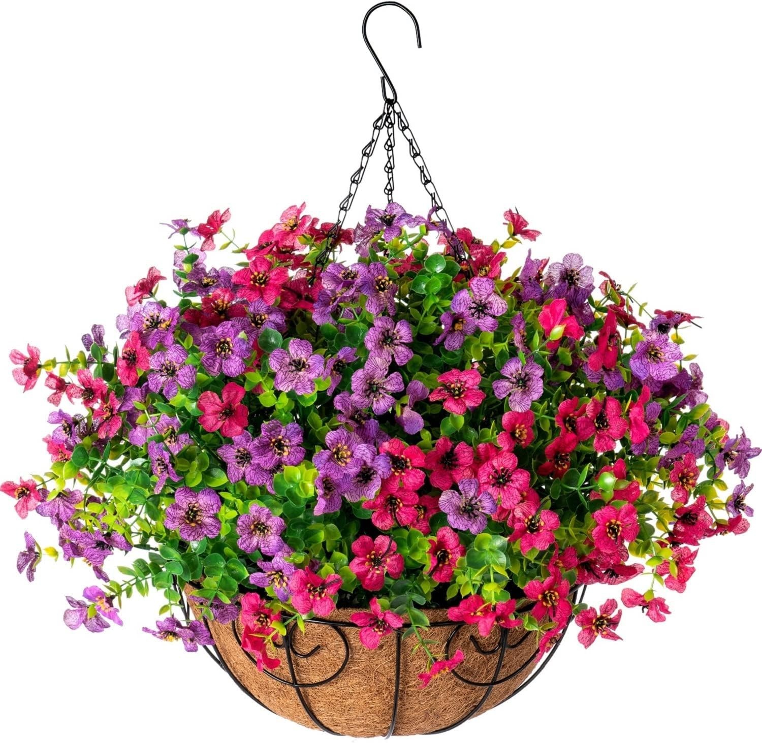 Elegant Silk Daisy Eucalyptus Hanging Basket – Perfect for Porches & Patios
