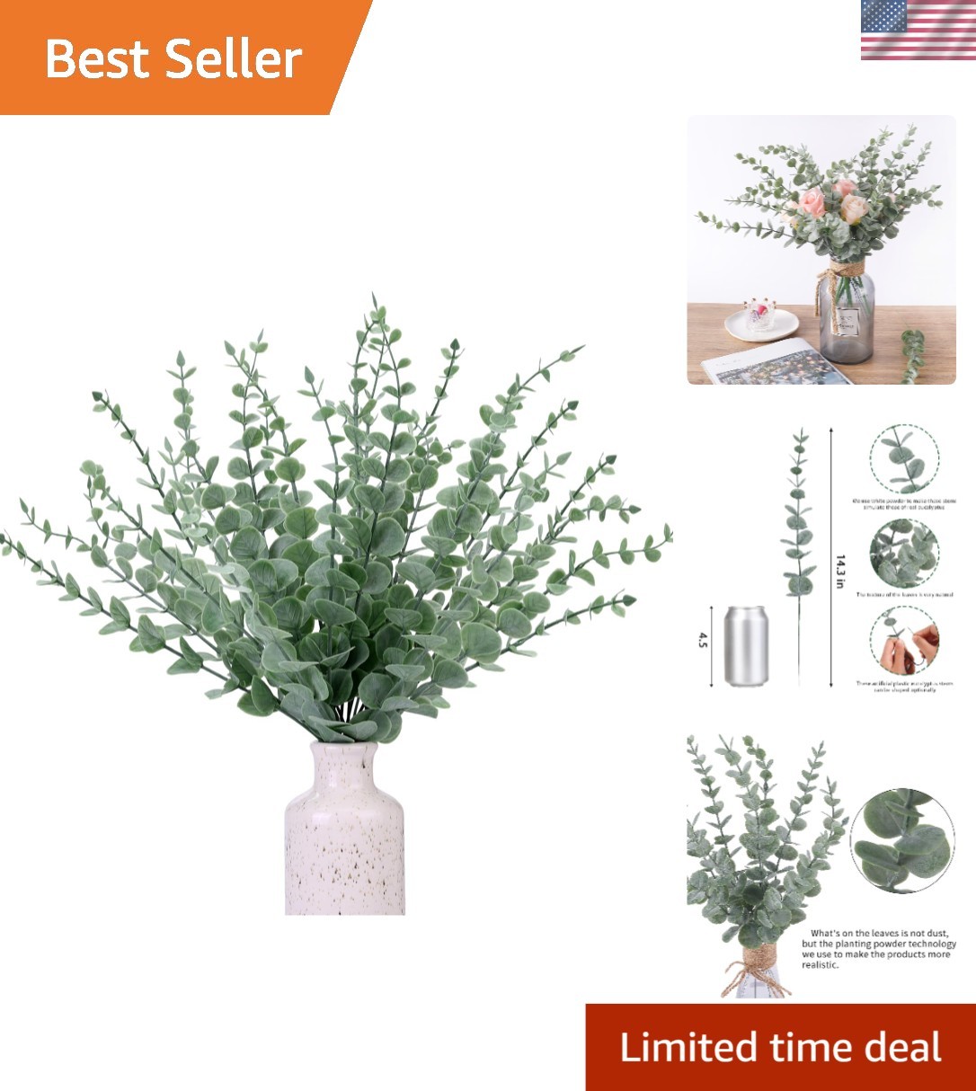 Spring-Ready 24 Pcs Faux Eucalyptus Stems | Perfect for Centerpieces & Bouquets