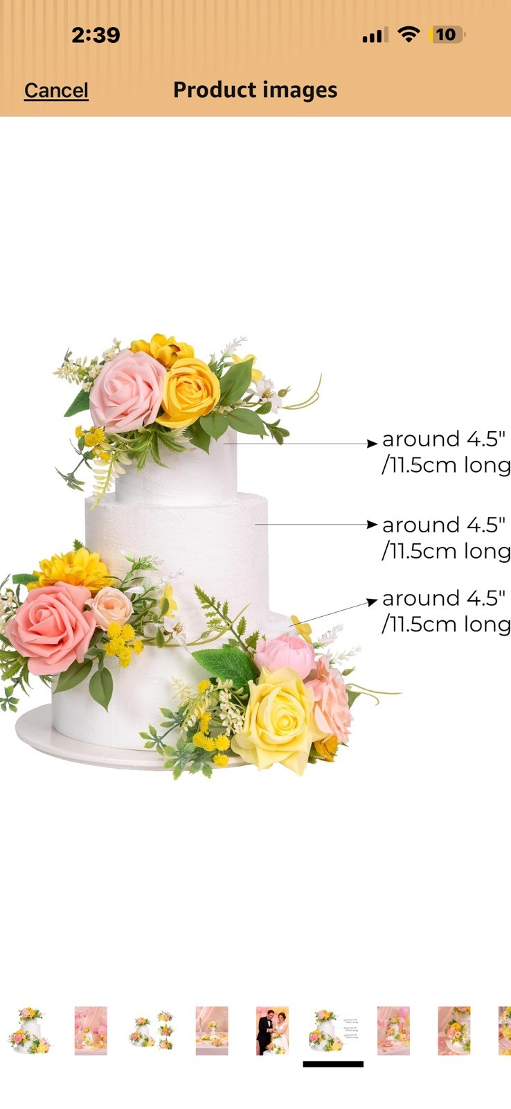 TINGE TIME 3Pcs Pre-made Cake Toppers, Silk Artificial Flowers Decor, Cake De…