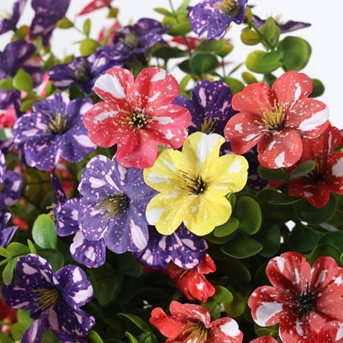 Bundles Artificial Hanging Morning Glory Flowers for Outdoor, 4 Mixed Color