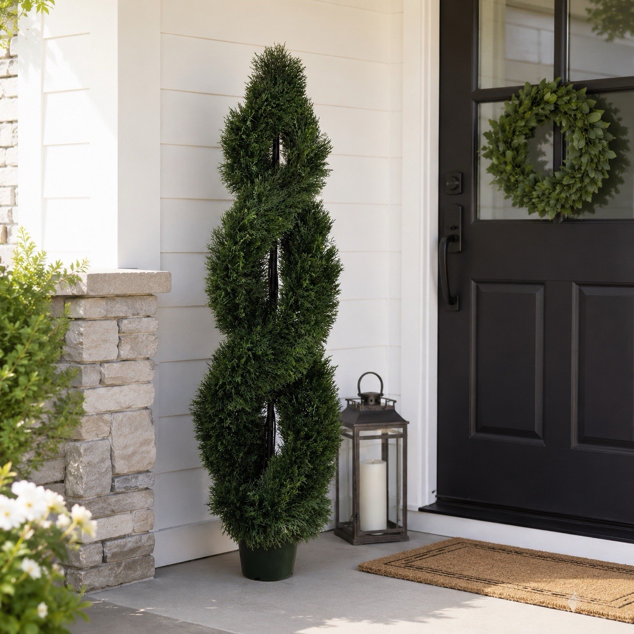 5’ Artificial Cedar Cypress Spiral Topiary Tree UV (Indoor/Outdoor).Retail $332