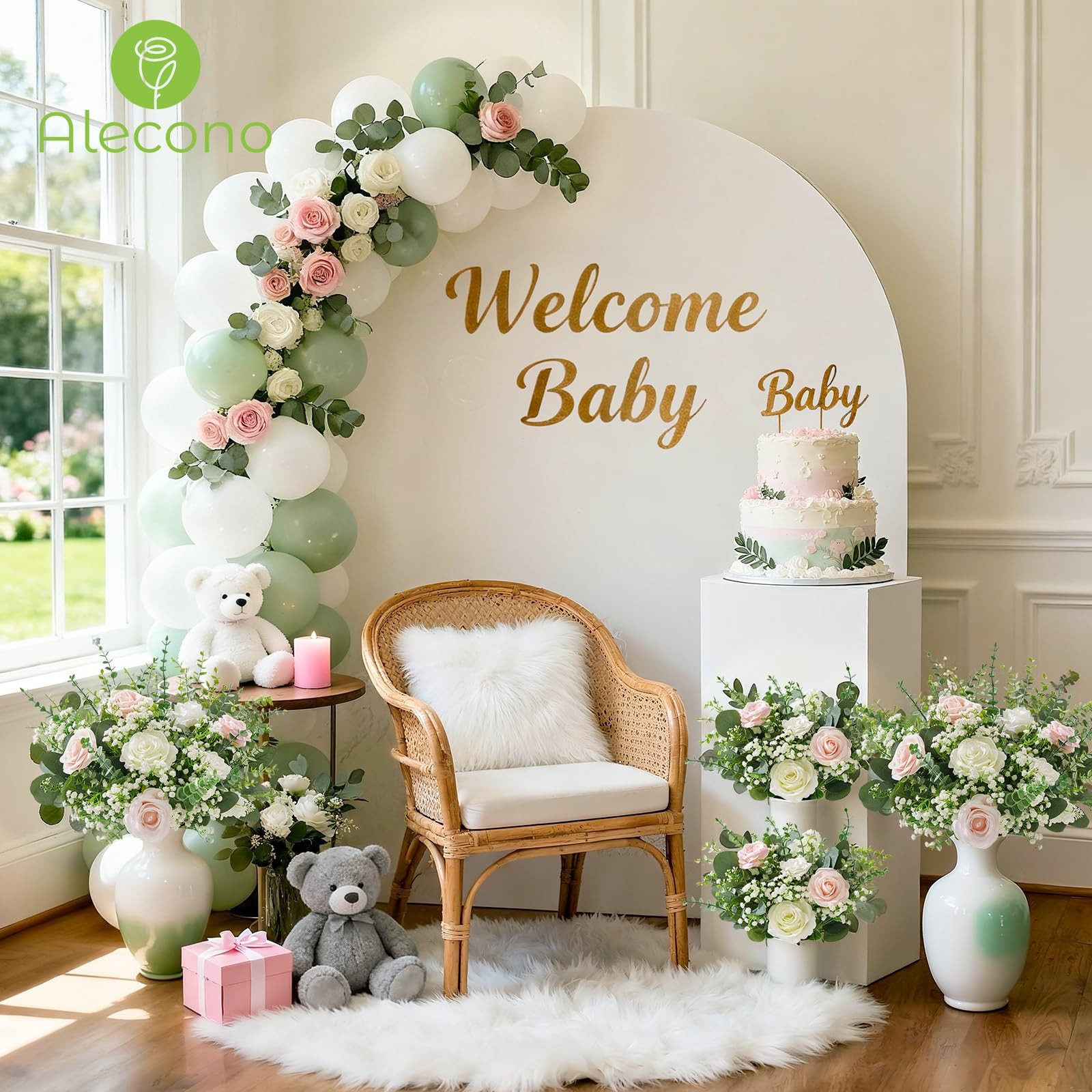 5 Kinds Mixed Artificial Greenery Eucalyptus Stems Bulk, Babys Breath Artific…