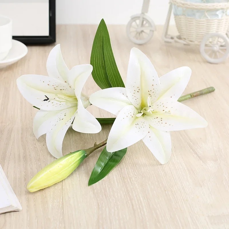 NEW 3D Printed White Lily Artificial Flowers Real Look for Wedding Home Decor