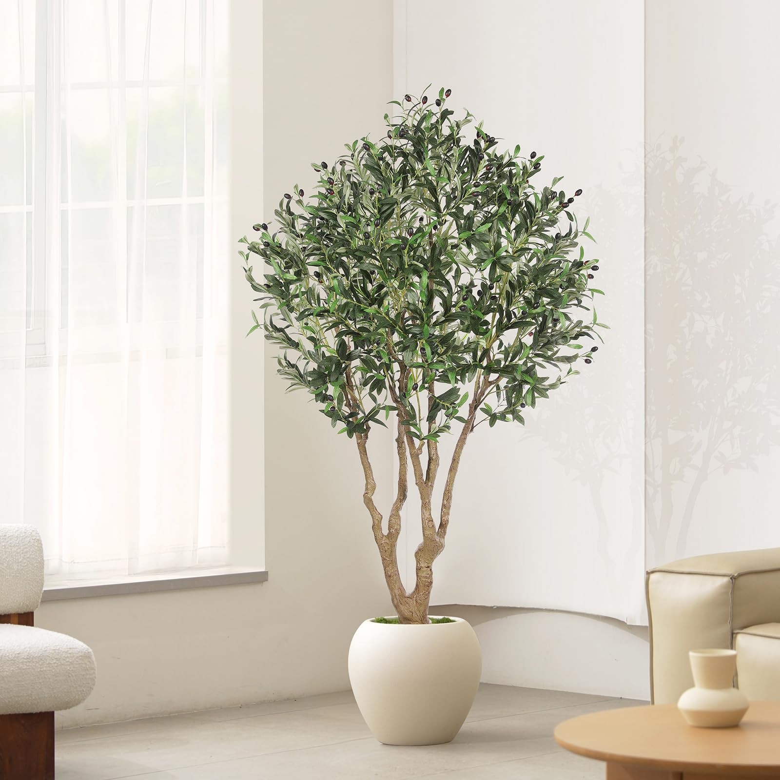 Faux Olive Tree 6ft – Olive Trees Artificial Indoor with Large Olive Branches…