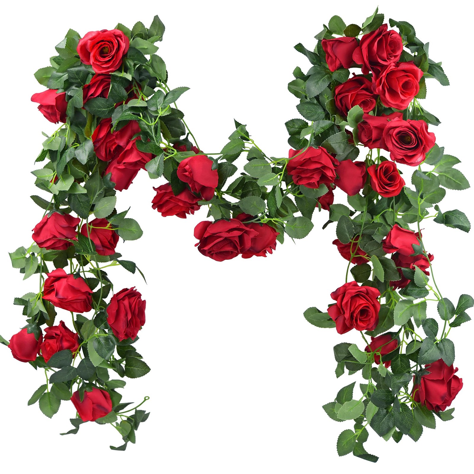 FiveSeasonStuff 29 Ft 4 Pack Rose Silk Flower Garland Artificial Flowers Deco…