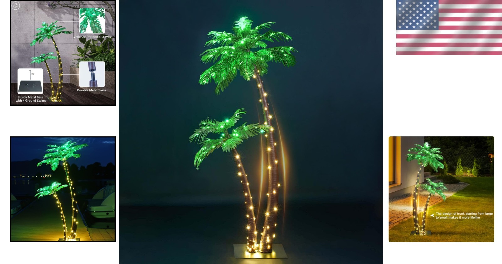 Gorgeous 6FT Solar Palm Tree, 184LED Warm White, Tropical Patio Decor, Stable…