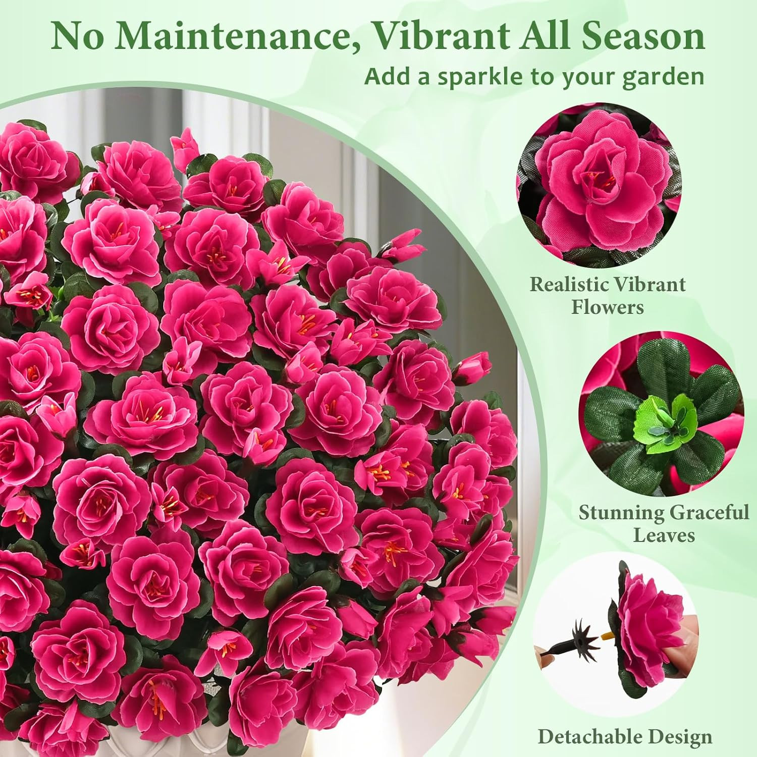 Artificial Flowers for Outdoors Decoration, 4 Bundles UV Resistant Fake Outdoor