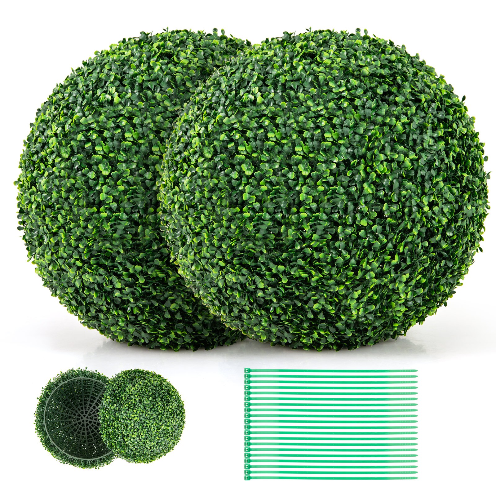 2 Pcs 20 In Artificial Plant Boxwood Topiary Ball Patio Garden Backyard Decor