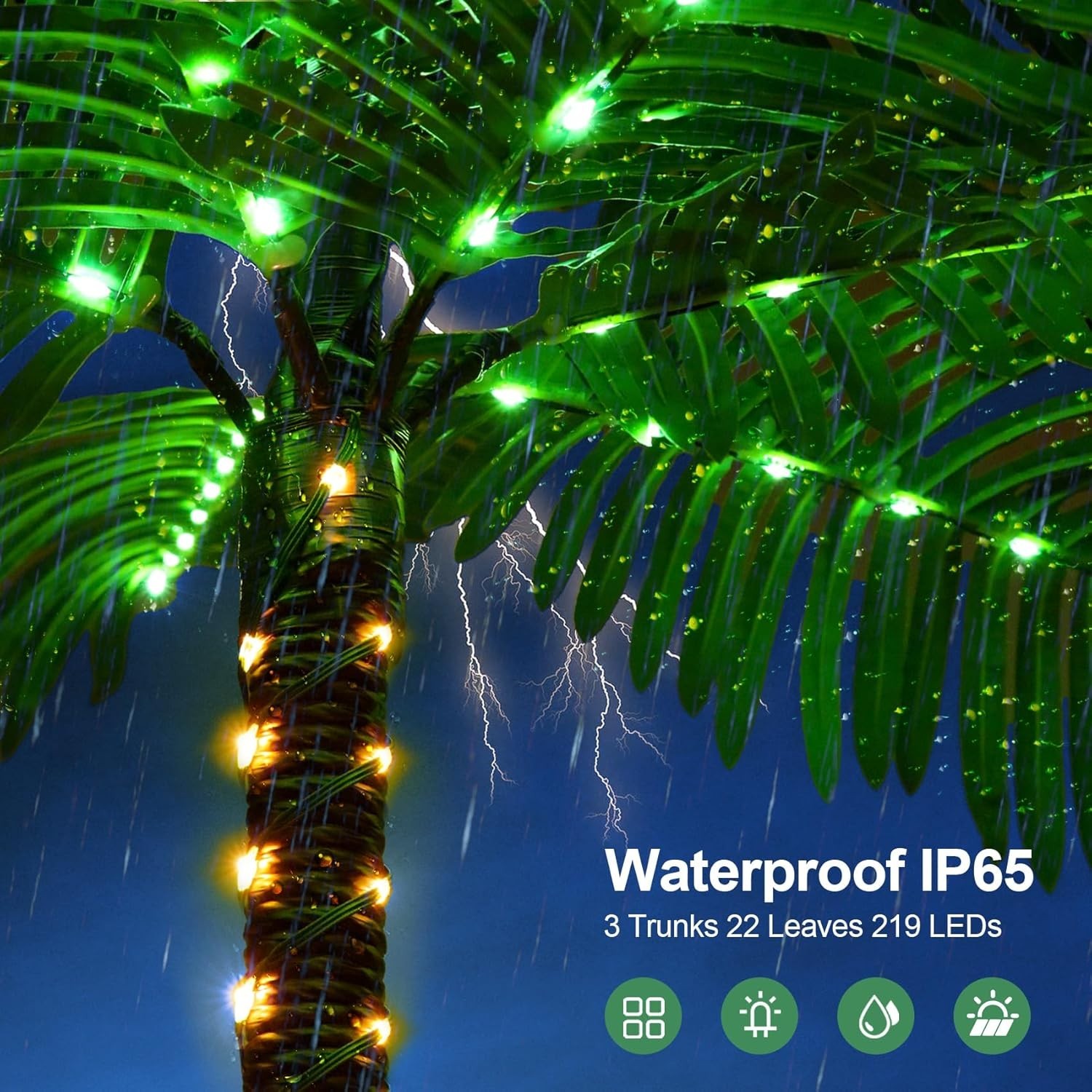 Artificial Lighted Palm Trees for Indoor Decor, 6.3Ft 219 LED Plug in Fake Tree