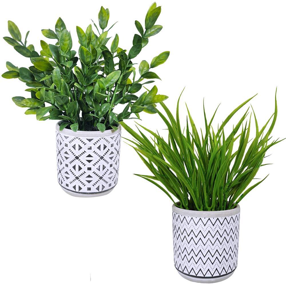 Set Of 2 Artificial Potted Plants Potted Eucalyptus Plant Artificial Grass In Mo