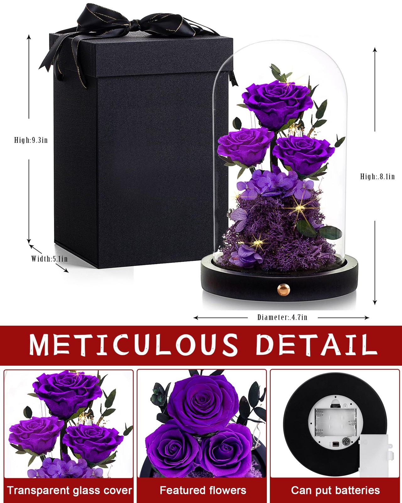 Agrul Valentines Day Flowers Roses Gifts for Her,Forever Real Preserved Roses…