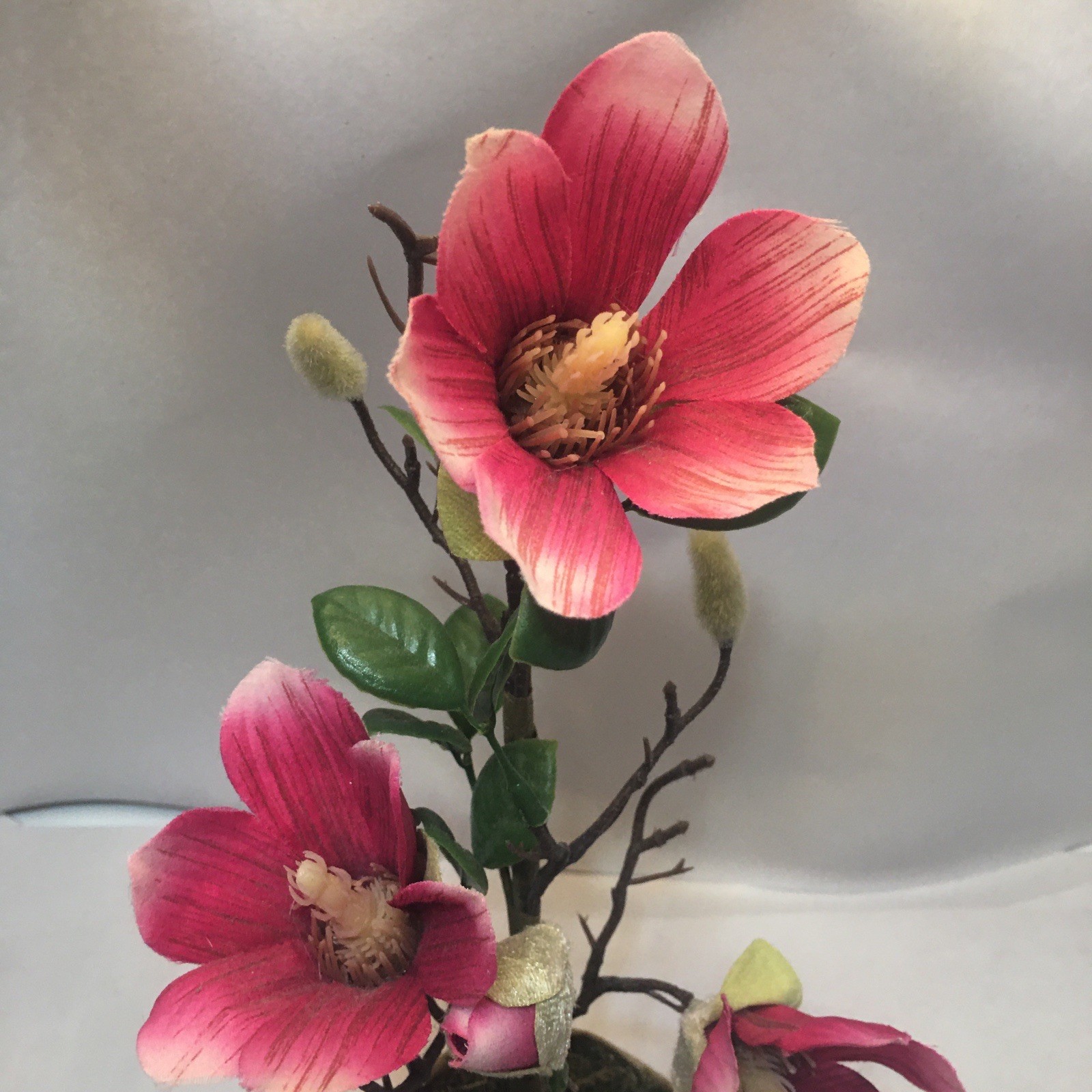Artificial Japanese Magnolia Flowers in Paper Pot