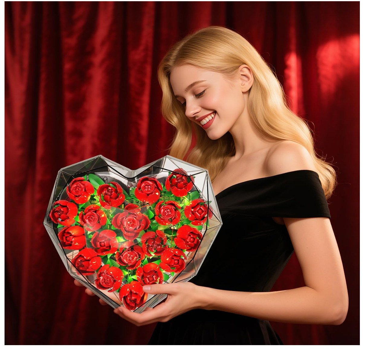 Valentines Flower Bouquet Building Set with LED Lights