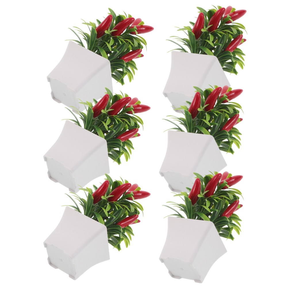 6Pcs Lifelike Artificial Pepper Tree Bonsai Reusable Decor for Office and Home