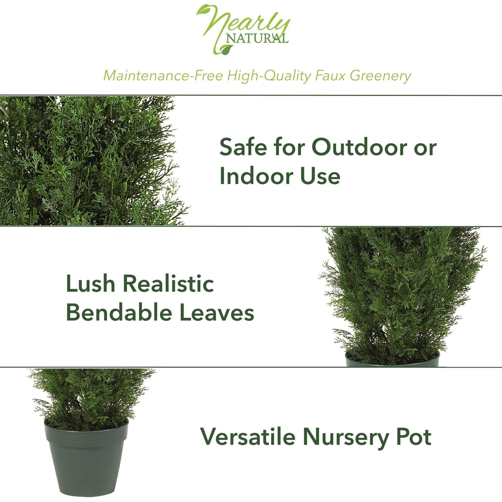 Nearly Natural 4ft Faux Cedar Pine Tree with Planter, UV Resistant Outdoor