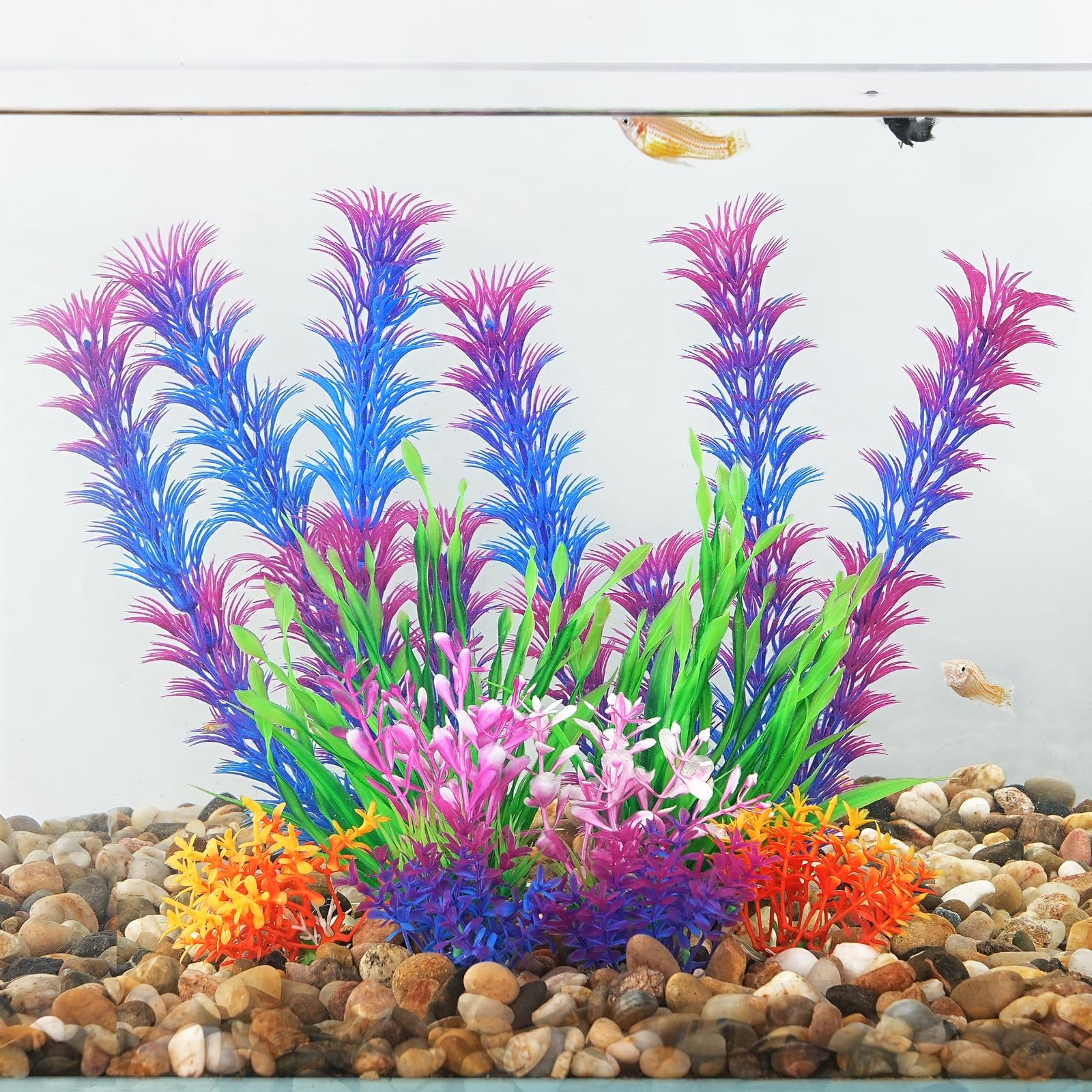 Artificial Fish Tank Plants, Aquarium Decorations, Purple Plastic Accessories…